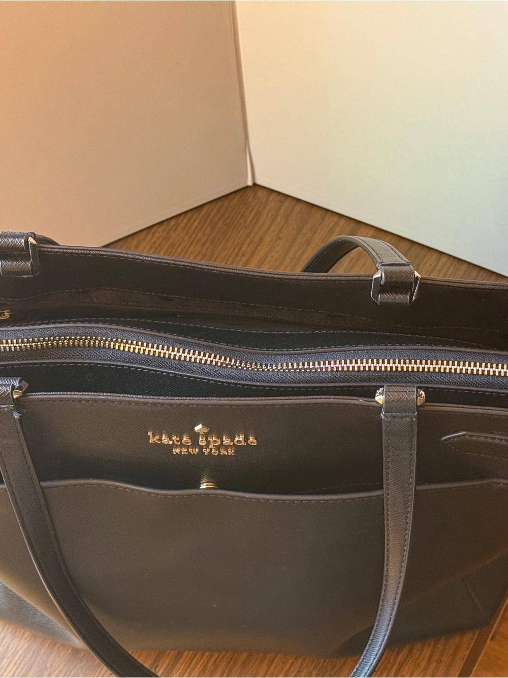 Kate Spade New York Staci Large Laptop Tote Leather Bag - Black - Picture 1 of 9